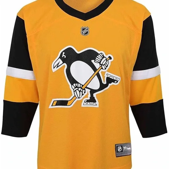 Fanatics Youth L/XL Pittsburgh Penguins Alternate Replica Jersey Yellow NHL New - Picture 1 of 4